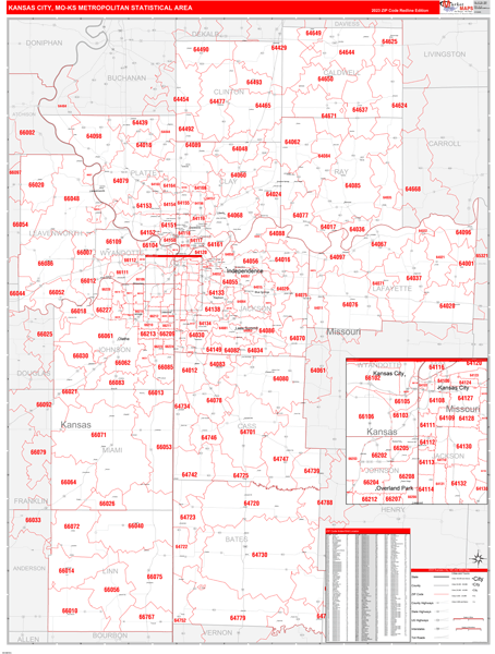 Kansas City Metro Area Map Book Red Line Style
